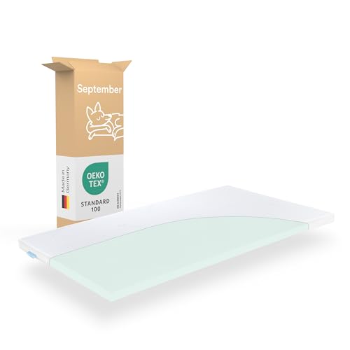 September – Topper 70x190 cm Komfortschaum mit 6 cm Höhe – Matratzenauflage mittelfester Härtegrad H3 – für Matratzen, Boxspringbetten etc. – Oeko-TEX® Standard 100 zert. – Bezug bei 60°C waschbar