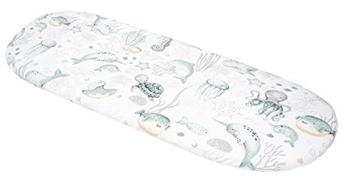 Medi Partners Spannbettlaken Spannbettuch Kinderwagen 86x40cm 100% Baumwolle Matratzenschoner Baby (Ozean)