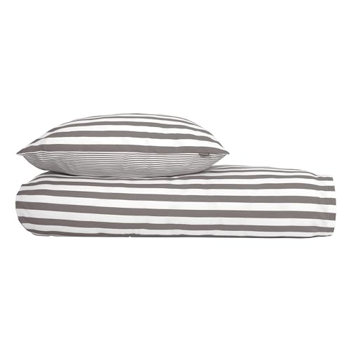 Schiesser Bettwäsche Renforcé Pure Elegance, Farbe: grau und weiß gestreift, Größe: 135 cm x 200 cm