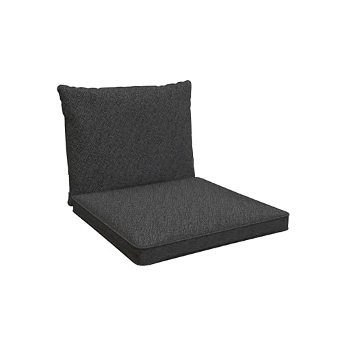 POKAR Loungekissen Stuhlkissen für Stuhl Rattanmöbel Gartenmöbel Kissen, 2er Set (1x Sitzkissen 50x50x5 cm + 1x Rückenlehne 50x40x15 cm), Anthrazit