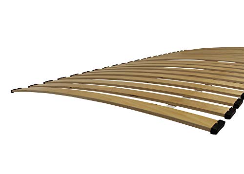 CLAMARO 90x200 cm Rollrost mit Federleisten gebogen, 22 Leisten aus stabilen Multiplex Birkenholz, inkl. Schutzkappen und vorgebohrter Befestigungslöcher - Premium Rolllattenrost Made in Germany