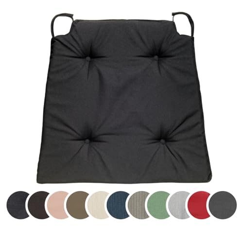 sleepling 4er Set Stuhlkissen, Sitzkissen für Indoor und Outdoor, mit Klettverschluss, 100% Mikrofaser, Made in EU, Maße: 42 (vorne) 35 (hinten) x 40 x 5 cm, schwarz