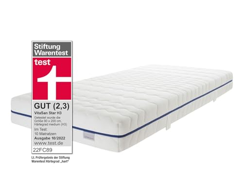 MFO Matratzen | VITASAN Star Medium H3 90x200 | Luxuriöse 7-Zonen-Kaltschaummatratze | ÖKO TEX Zertifiziert | Produziert in Deutschland