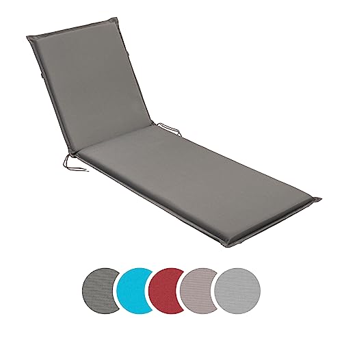 sleepling Auflage Gartenliege, Polster Sonnenliege Strandliege Liegenauflage, Made in EU, Ökotex, Eckbänder & Einstellband, Bezug der Kissen abnehmbar, 190 x 58 x 6 cm, Anthrazit Grau