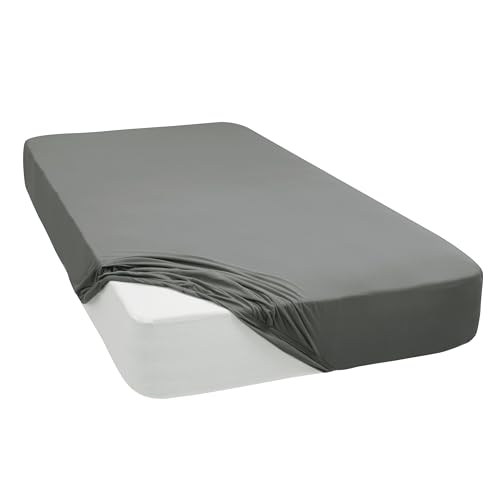 Mixibaby Spannbettlaken Jersey Spannbetttuch 100% Baumwolle Bettlaken Spannbettuch Laken 28 Farben, Größe:90 x 200 cm, Farbe:Silber