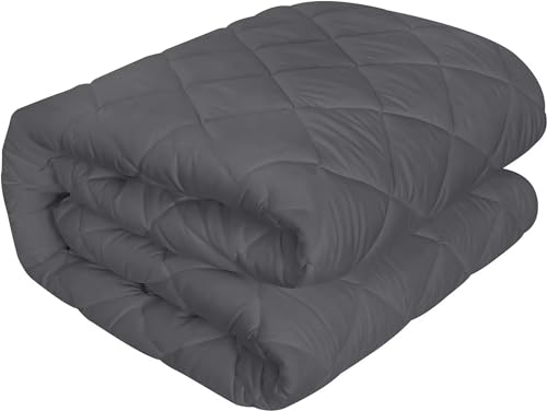 Utopia Bedding Gesteppter Matratzenschoner 135 x 190 cm, Spannmatratzenauflage, Tiefe Tasche Matratzenbezug dehnt Sich bis zu 38 cm (Grau)