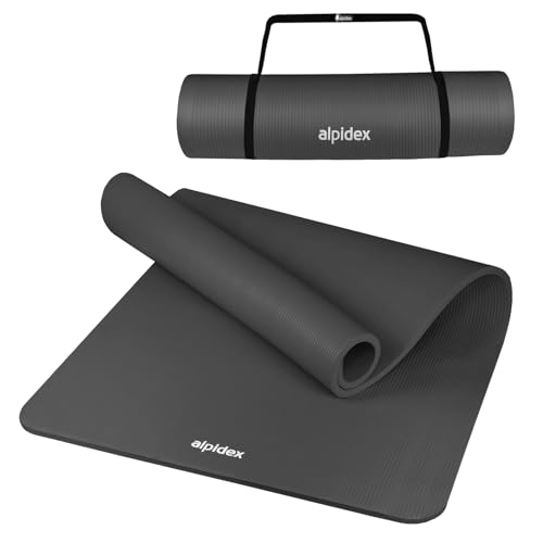 ALPIDEX Gymnastikmatte Extra Dick 1,5cm, 3 Größen, Rutschfest, Phthalatfrei, Fitness Matte Yoga, Pilates, Sport, Anthracite, 190 x 60 x 1.5 cm