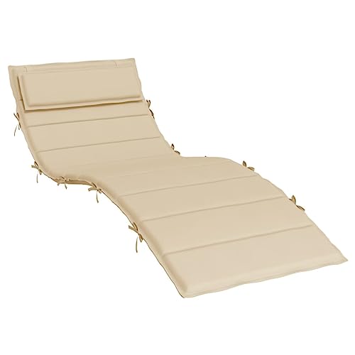 vidaXL Sonnenliegen Auflage, Liegenauflage Outdoor, Polster Auflage für Gartenliege Liegestuhl, Polsterauflage, Beige 180x60x3cm Oxford-Gewebe