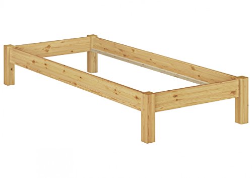 Erst-Holz Bettgestell Natur 80x200 Einzelbett Futonbett Kiefer massiv Holzbett ohne Rollrost 60.35-08 oR