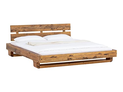 Woodkings® Holzbett Madras 180x200 Massivholz recycelte Pinie rustikal Doppelbett Schlafzimmer Altholz Möbel Schwebebett Bettgestell massiv Echtholz