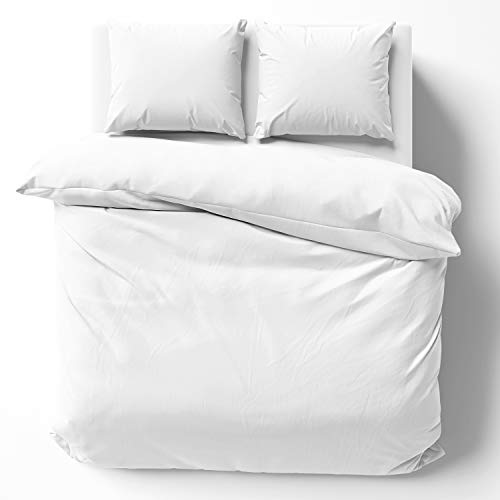 Alreya Mako Satin Bettwäsche 240 x 220 cm - 100% Baumwolle mit YKK Reißverschluss, Superweiches Bettbezug, Oeko-TEX® Standard Zertifiziert, Weiß, nur Bettbezug