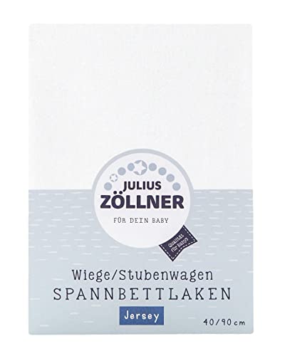 Julius Zöllner Jersey Spannbettlaken für Wiegen 90x40cm und Stubenwagen, 100% Baumwolle, STANDARD 100 by OEKO-TEX, weiß, 90x40 cm (1er Pack)