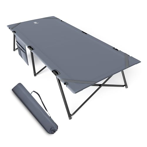 EVER ADVANCED Feldbett Klappbar XL Campingbett 200KG Belastbar Klappbett 214 x 79 x 50 cm, Breite Feldbett mit Seitentasche, Stabil & Tragbar für Camping Reisen Garten Outdoor und Indoor