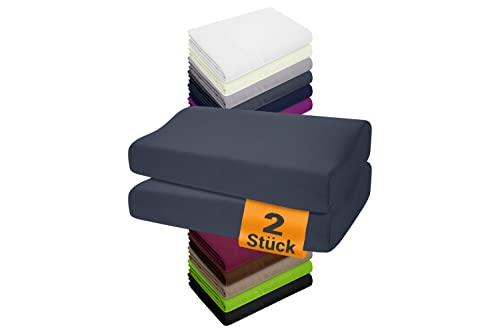 npluseins 2er Pack Spannbezüge Kissenbezüge für Gesundheitskissen 1450.2049, 1 Pack (2 Stück) - Spannbezüge 35-40 x 55-60 cm, anthrazit