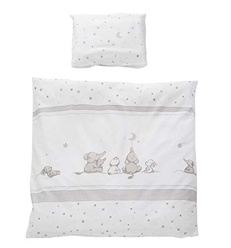 roba Babybettwäsche 80 x 80 cm - Sternenzauber - Wiegenbettwäsche Baby Set 2 teilig - Decken & Kissenbezug mit Stern Motiv für Mädchen & Jungen - Baumwolle - Weiß