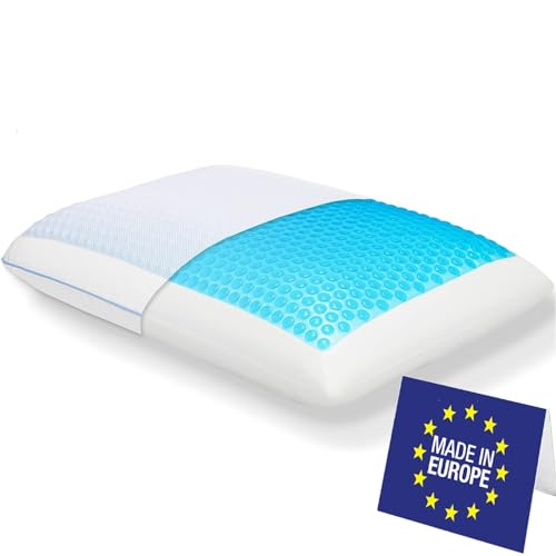 SLEEP COMFY Premium Memory Foam Gel Kühlendes Kopfkissen (Zommer & Winter) Oeko-TEX Orthopädisches Nackenkissen, Kühlkissen Gelkissen für Seitenschläfer, Rückenschläfer, Bauchschläfer, Cooling Pillow