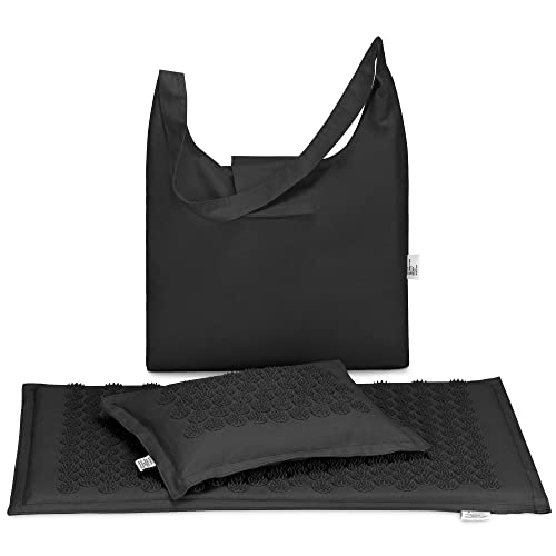 Navaris 2in1 Akupressur Massage Set - Akupressurmatte und Kissen mit Tasche - Akupressur Matte Massagematte zur Entspannung - umweltfreundlich