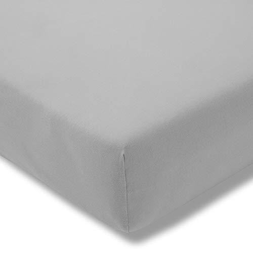 ESTELLA Spannbetttuch Feinjersey | Platin | 150x200 cm | passend für Matratzen 140-160 cm (Breite) x 200 cm (Länge) | trocknerfest und bügelfrei | 100% Baumwolle