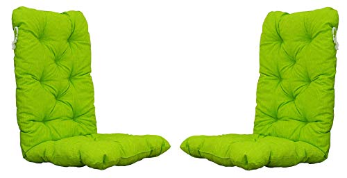 Ambientehome 2er Set Auflagen Sitzkissen Sitzpolster Hochlehner, 120x50x8 cm, grün/gelb
