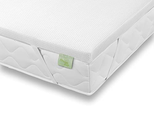 DREAMSTAR Easy Sleep | orthopädischer Matratzentopper mit hochwertigem Viscoschaumkern | mit Memory Effekt |Bänder zur Befestigung | 5 cm hoch | 140 x 200 cm Weiß