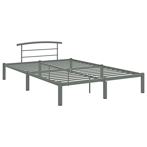 HETFTJN Outdoor Bett Bed Frame Familienbett Bett Einzelbett/Double Bed - Bettgestell Grau Metall 160x200 cm für Schlafsaal Hotel Schlafzimmer Gästezimmer