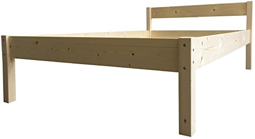 LIEGEWERK Seniorenbett 100x200 cm erhöhtes Bett mit Kopfteil Massivholzbett Holzbett Holz 100cm (100 x 200cm, Betthöhe 55cm)