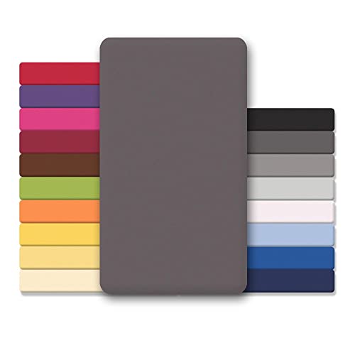CelinaTex Jersey Topper Spannbettlaken Lucina 200x200-200x220cm anthrazit grau 100% Baumwolle gekämmt bis 12cm Matratzenhöhe Oeko-TEX