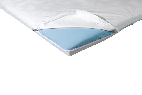 Softsan Protect Plus Matratzenbezug für Topper milbendicht 180x200x8 cm, Höhe 8 cm, Encasing, Milbenschutz für Hausstauballergiker milbenkotdicht Weiß