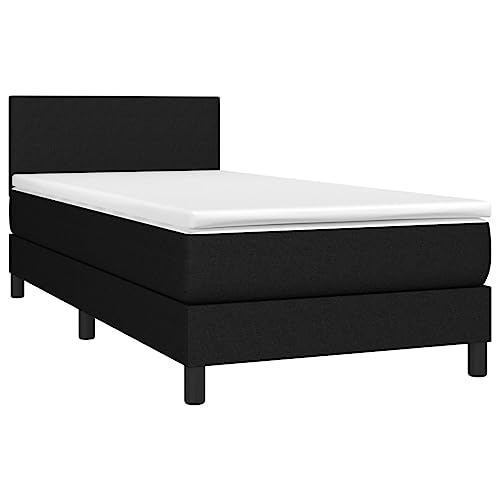 vidaXL Boxspringbett mit Matratze Bett Einzelbett Polsterbett Bettgestell Lattenrost Bettrahmen Schlafzimmerbett Hotelbett Schwarz 100x200cm Stoff