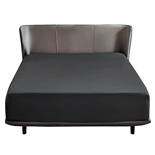 Bedsure Spannbettlaken 180x200cm Boxspringbett Topper - Mikrofaser Bettlaken 180x200 cm schwarz für Matratze bis 30 cm hohe, weiches Spannbetttuch Leintuch