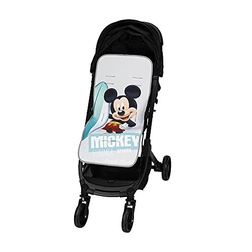 Interbaby Universal-Sitzauflage für Kinderwagen, für den Sommer, atmungsaktiv und bequem, Bezug für Kinderwagen, 100% Baumwolle, 84 x 34 cm, Schutzpolster für Kinderwagen, Sport Mickey