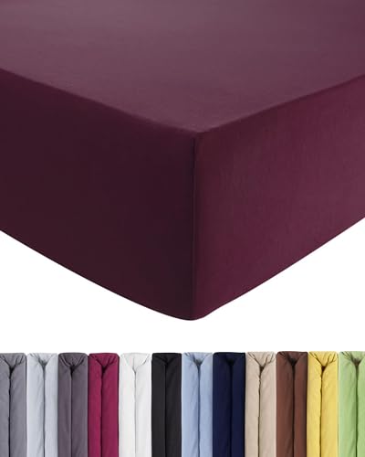 ENTSPANNO Luxus Spannbettlaken 180 x 200 bis 200 x 220 cm - Aus weichem Premium Jersey - Ideal für Wasser- u. Boxspringbetten bis 35cm Höhe - Lila-Orchidee