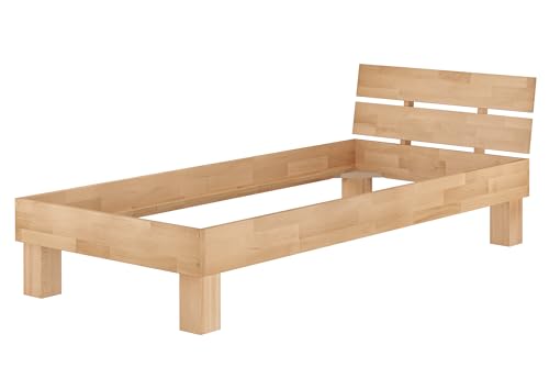 Erst-Holz Massivholzbett Buche Natur Bettgestell Holzbett 100x220 Einzelbett ohne Zubehör 60.86-10-220oR