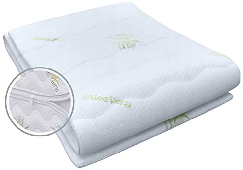 Best For You Matratzenbezug Aloe Vera geeignet für Matratzen 10 cm - 12 cm für Allergiker 3-seitiger Reißverschluss Bezug für Matratzen von 60x120x10/12 bis 200x200x10/12 cm (90 x 200 cm)