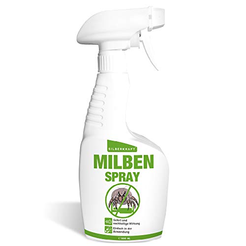 Silberkraft Milbenspray 500 ml Teppich & Textil, zuverlässiger Milbenschutz, hilfreiches Anti-Milben-Mittel, gegen Hausstaubmilben, Milbenbezug Alternative, mit Zitronen-Duft