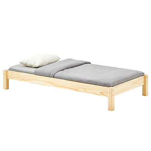 IDIMEX Futonbett TAIFUN aus massiver Kiefer in Natur, schönes Bett in 90 x 190 cm, praktisches Bettgestell mit Holzfüße