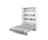 Schrankbett Bed Concept, Wandklappbett mit Lattenrost, V-Bett, Wandbett Bettschrank Schrank mit integriertem Klappbett Funktionsbett (BC-01, 140 x 200 cm, Weiß/Weiß, Vertical)