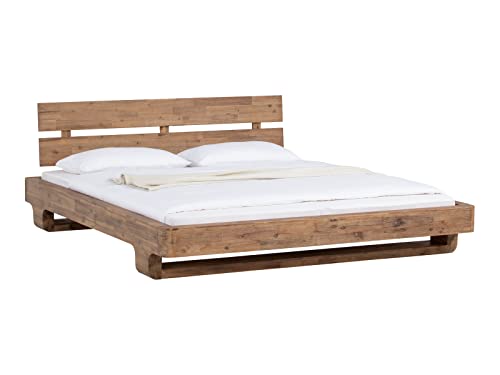 Woodkings® Holzbett Madras 140x200 Massivholz Akazie gebürstet Doppelbett Schlafzimmer Möbel Schwebebett Bettgestell massiv Echtholz