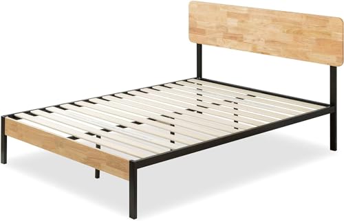 Zinus Olivia Bett 120 x 190 cm – Bettgestell 36 cm hoch – Plattformbett aus Metall und Holz mit Lattenrost aus Holz