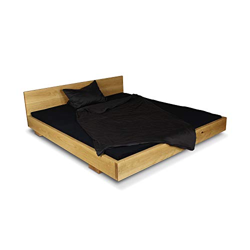 GREENHAUS Naturmassivmöbel Premium Massivholzbett Eiche massiv 200x220 cm aus Handarbeit aus Deutschland Vollholz Bett Holzbett