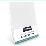 Lunarys® SleepRoyal Luxus Spannbettlaken 180x200 cm - Weiß - 250 g/m² Premium Bettlaken - 40 cm Steghöhe - für hohe Matratzen, Boxspringbett / Matratze + Topper & Wasserbett - Stretch Jersey