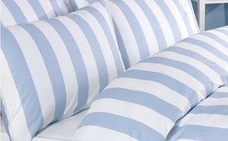 Louisiana Bedding Bettwäsche Bettbezug Set Blau Weiss weiß Gestreiften 100% Baumwolle Kissenbezug Bettdecke, 200x200 140x200 230x220 260x220 (2 x Kopfkissenbezug)