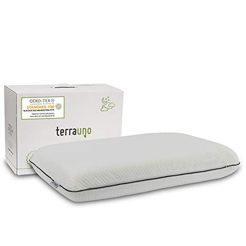 TerraUno Nackenstützkissen aus viskoelastischem Gelschaum und inkl. waschbarem Bezug – ÖkoTex zertifiziertes Memory Foam Kopfkissen