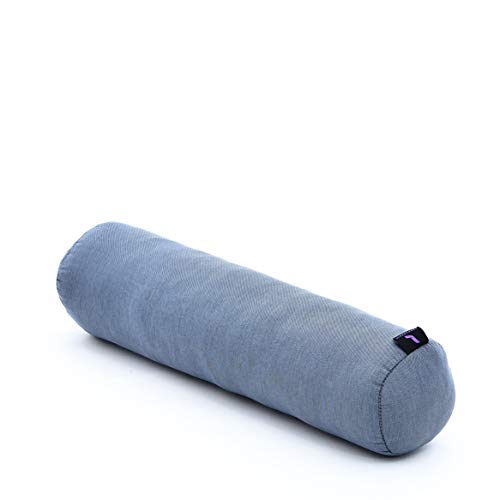 Leewadee Pilates Rolle Nackenstütze kleines Yoga Bolster Yogakissen ökologisches Naturprodukt, Kapok, 50 x 15 x 15 cm, Anthrazit