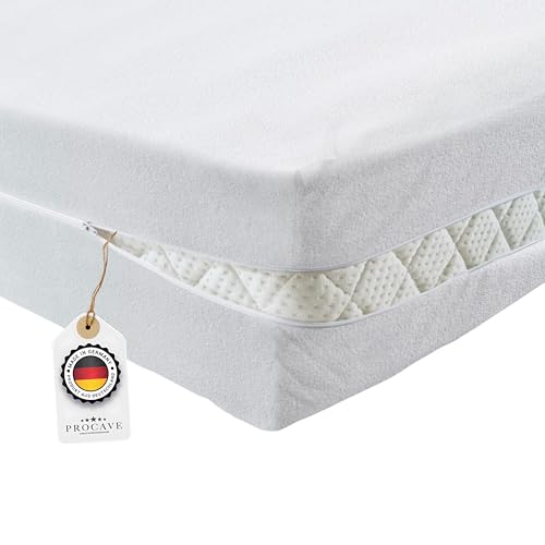 PROCAVE Matratzenbezug Frottee unversteppt 90 x 200 cm | Matratzen-Höhe 23-28cm | Matratzenschoner