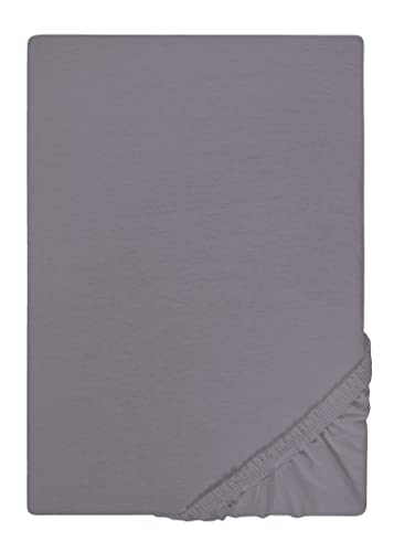 Traumhaft Schlafen - Castell - Markenbettwäsche 0077113 Spannbetttuch Jersey Stretch (Matratzenhöhe max. 22 cm) 1x 90x190 cm - 100x200 cm, Silber/grau