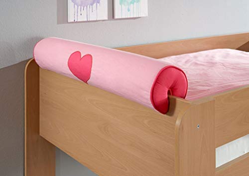 Froschkönig24 Nackenkissen Nackenrolle für Spielbett Hochbett Etagenbett Pink/Herz