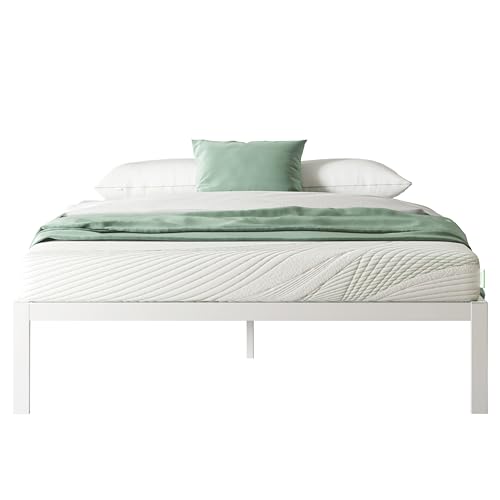 Novilla Metallbett Metallrahmenbett mit Lattenrost Bettgestell Für Erwachsene Kinder Jugendliche 150x190 cm Weiß
