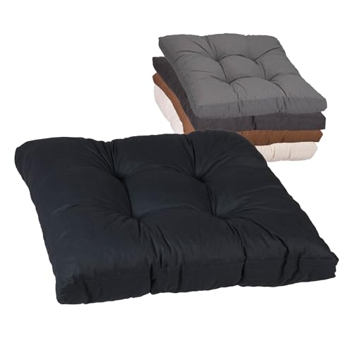 Beo Sitzkissen für Lounge- und Paletten-Möbel | Anthrazit | Gr. 60x60 cm, 10 cm dick | mit Heftung | Bezug 60% Baumwolle/40% Polyester | Wasser- und Fleckabweisend | Öko-Tex-Standard