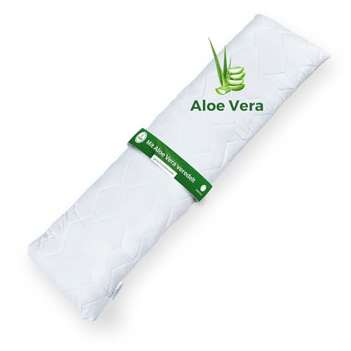 geschwisterwerk Seitenschläferkissen mit Aloe Vera - 40x145cm langes Kissen aus hochwertiger Mikrofaser mit Reißverschluss - 60° waschbares Körperkissen - Made in EU